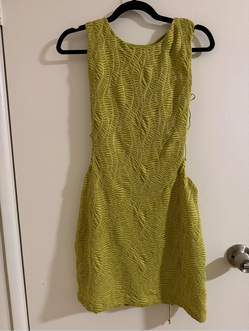 Sleeveless Textured Lime Green Dress